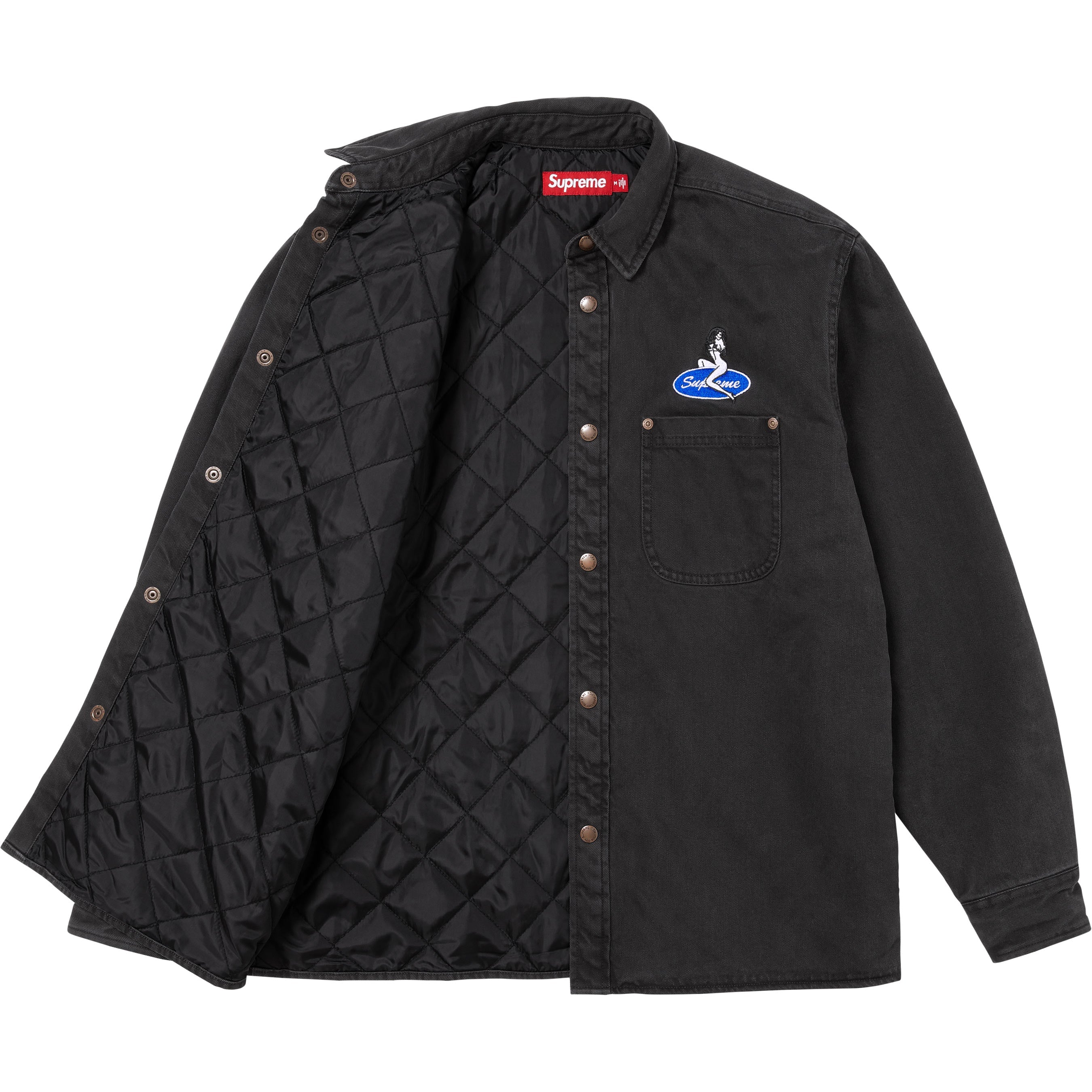 Quilted Lined Denim Snap Shirt view 12